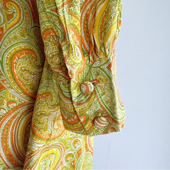 Vintage 60’s Dress Size UK 8 Yellow Paisley Mini Square Neck - Picture 11 of 16